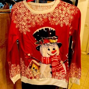 A Christmas snowman snowflake shirt
